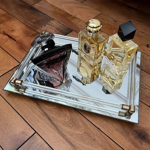 Vintage Avon Mirror and Glass Vanity Tray Gold Brass 8x11" - Picture 4 of 7